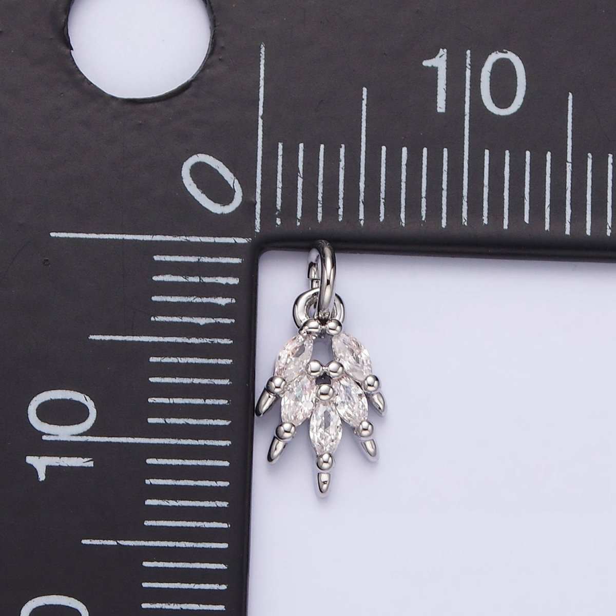 White Gold Filled Multiple Clear Marquise CZ Leaf Mini Add-On Charm | N1141 - DLUXCA