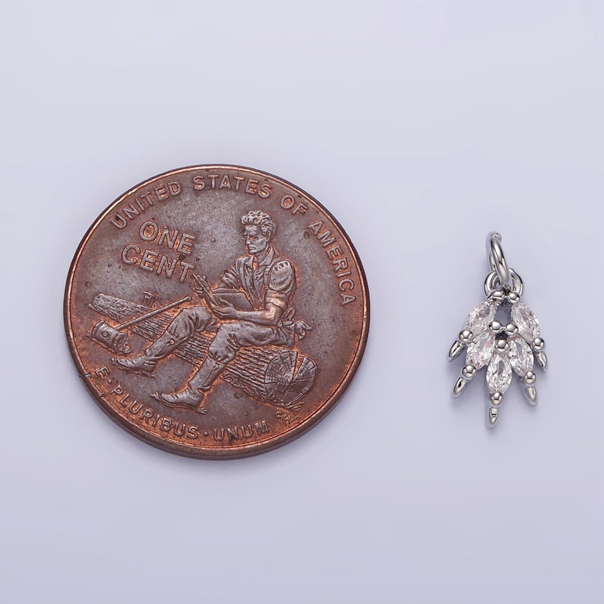 White Gold Filled Multiple Clear Marquise CZ Leaf Mini Add-On Charm | N1141 - DLUXCA