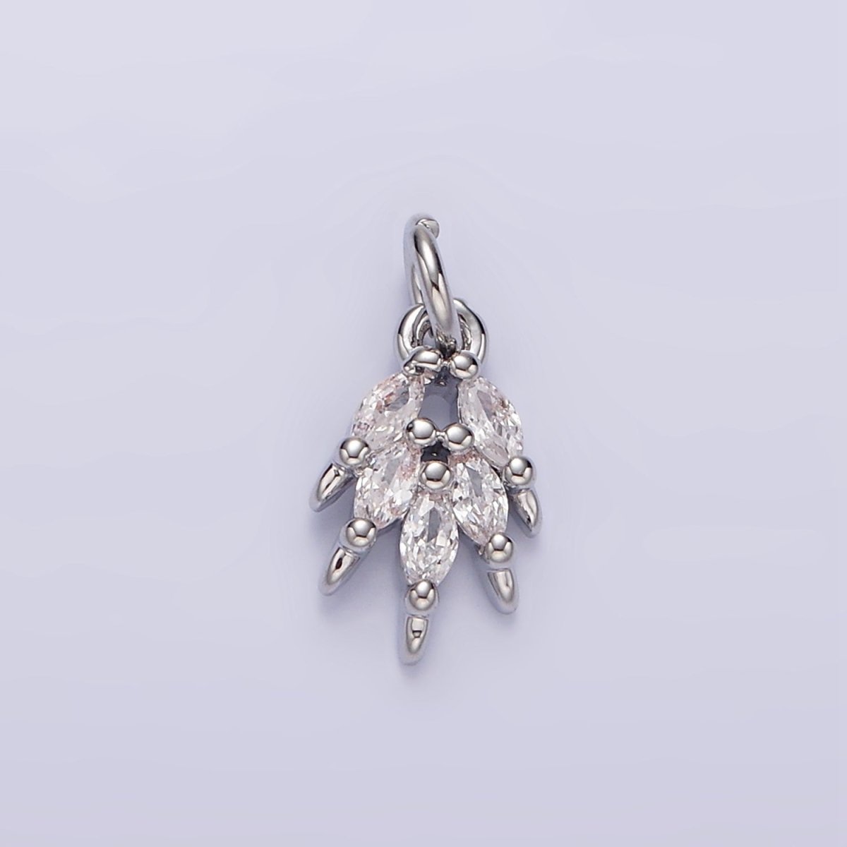 White Gold Filled Multiple Clear Marquise CZ Leaf Mini Add-On Charm | N1141 - DLUXCA