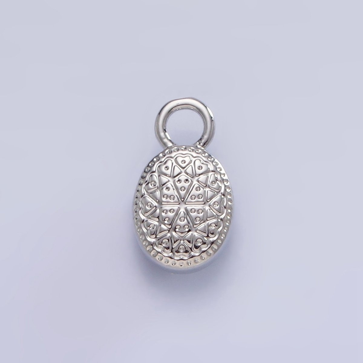White Gold Filled Oval Multifaceted Natural Gemstone Personalized Add-On Silver Charm | AC1390 - AC1399