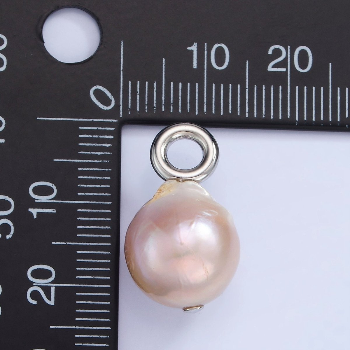 White Gold Filled Purple Freshwater Pearl Button Drop Pendant | P1702 - DLUXCA