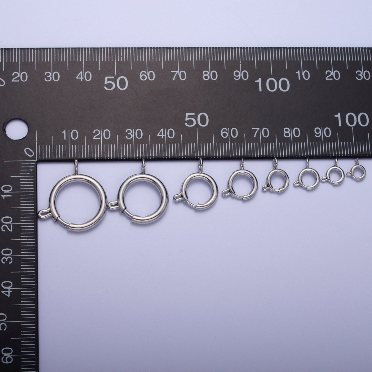 White Gold Filled Round Spring Ring Closure Clasps For DIY Jewelry Making L-883-L891