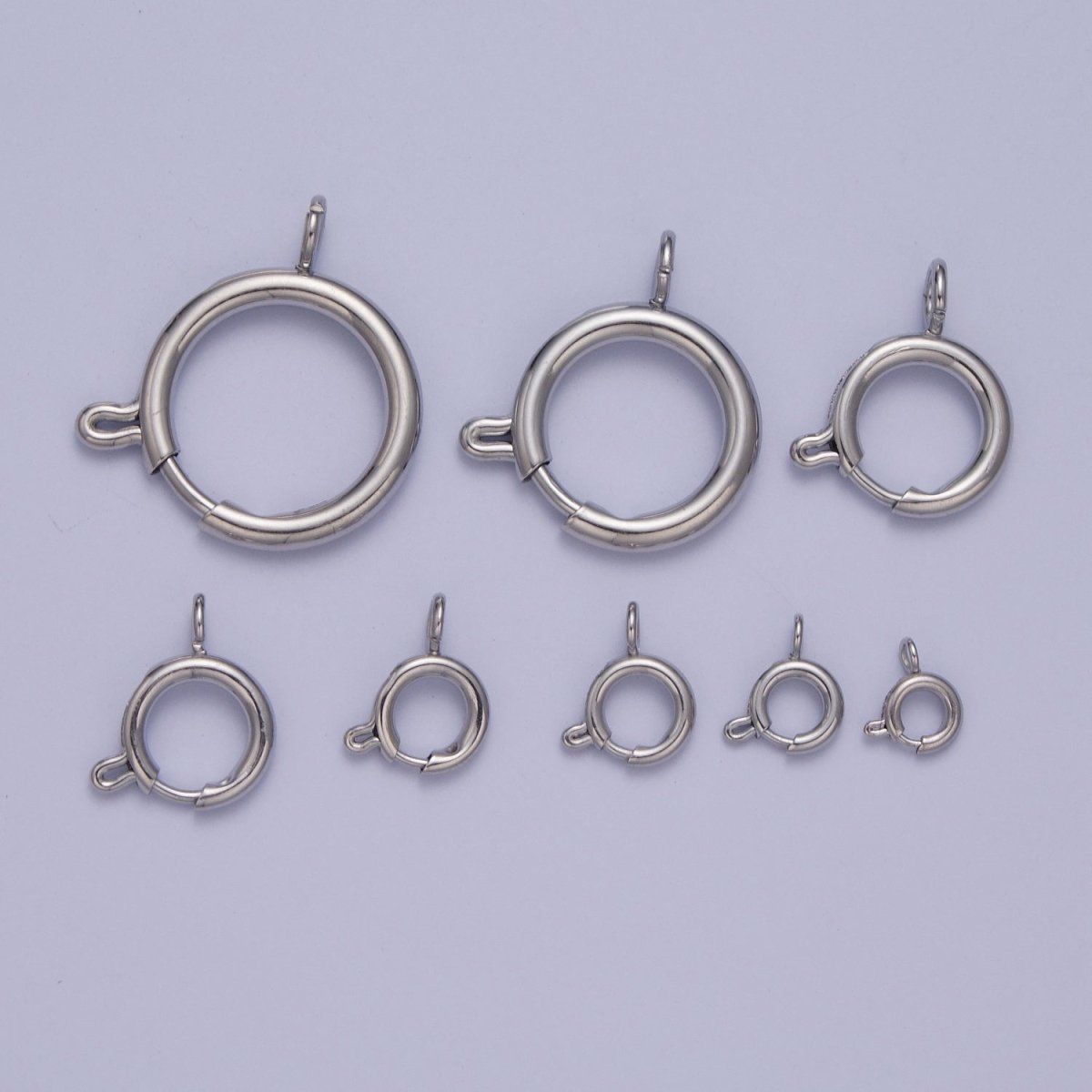 White Gold Filled Round Spring Ring Closure Clasps For DIY Jewelry Making L-883-L891
