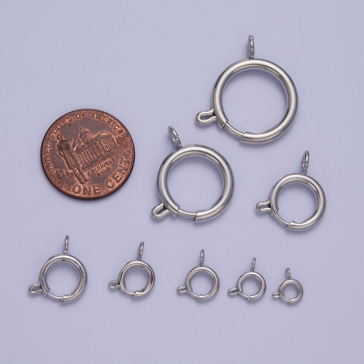 White Gold Filled Round Spring Ring Closure Clasps For DIY Jewelry Making L-883-L891
