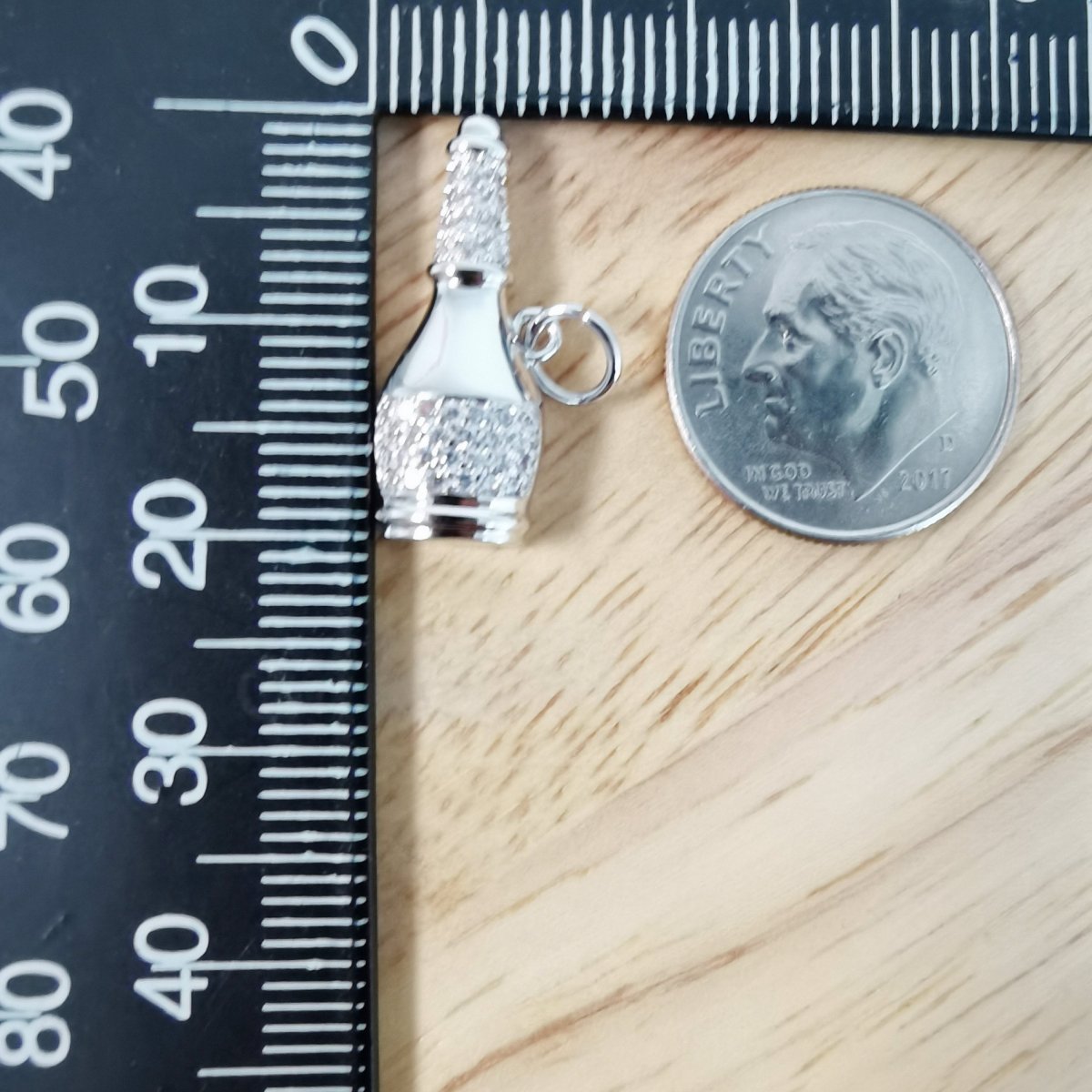 White Gold Filled Silver Wine Bottle Micro Pave CZ Charms, Cute Bottle Cubic Zirconia Charm Bracelet Earring Necklace for Jewelry Making, D-497 - DLUXCA