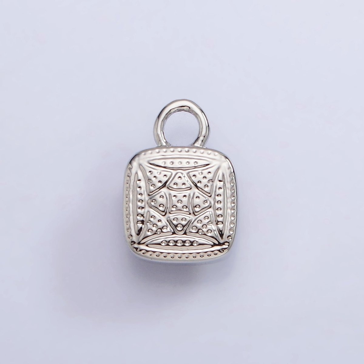White Gold Filled Square Multifaceted Natural Gemstone Personalized Add-On Silver Charm | AC1530 - AC1542