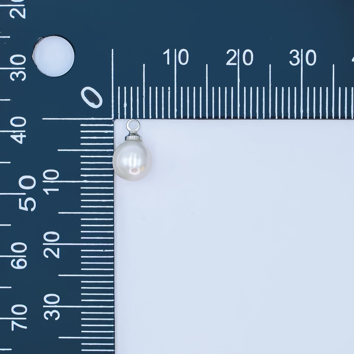 White Gold Filled White Shell Pearl Button Mini Charm | P1570 - DLUXCA
