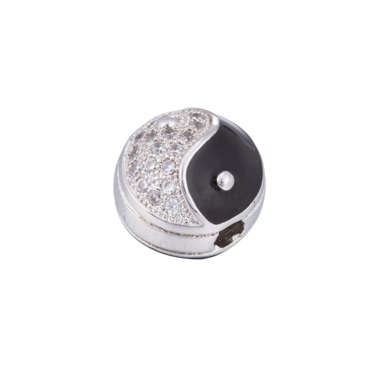 White Gold Filled Yin Yang Buddhism Balance Spacer Silver Bead | B-071