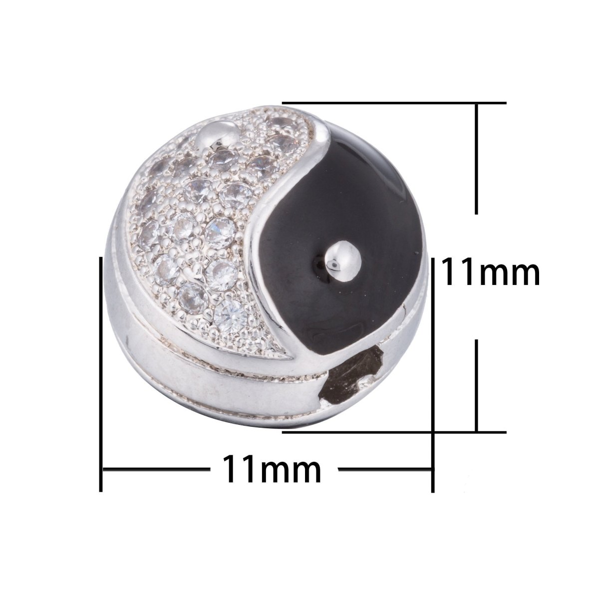 White Gold Filled Yin Yang Buddhism Balance Spacer Silver Bead | B-071