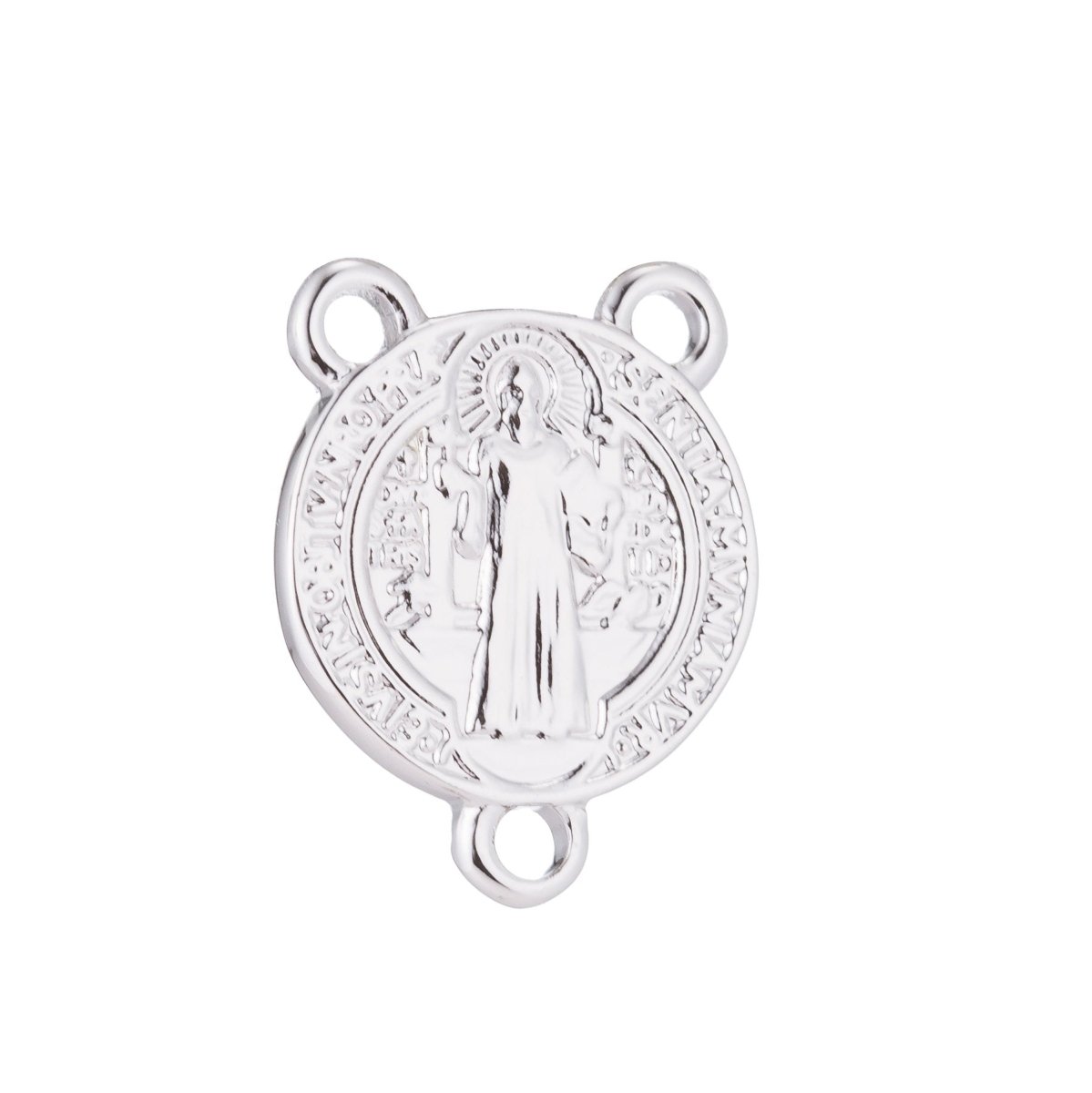 White Gold Rosary Centerpiece, Double Sided, Cross, Sentia, Rosary Making Supply, Necklace Pendant, Findings for Jewelry Making F-196