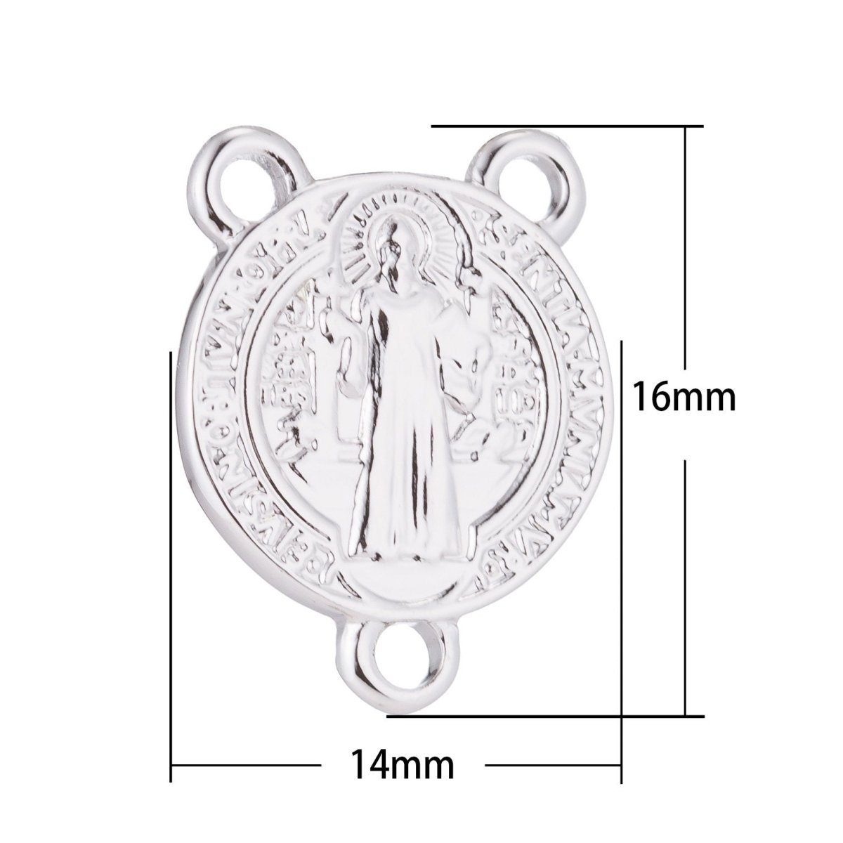 White Gold Rosary Centerpiece, Double Sided, Cross, Sentia, Rosary Making Supply, Necklace Pendant, Findings for Jewelry Making F-196