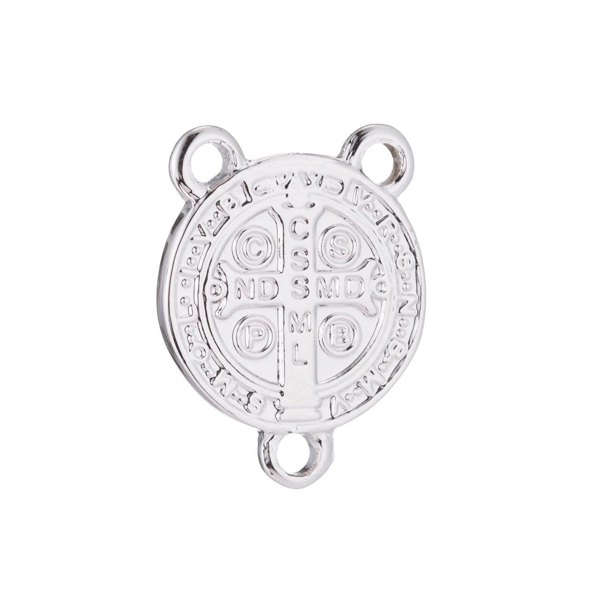 White Gold Rosary Centerpiece, Double Sided, Cross, Sentia, Rosary Making Supply, Necklace Pendant, Findings for Jewelry Making F-196