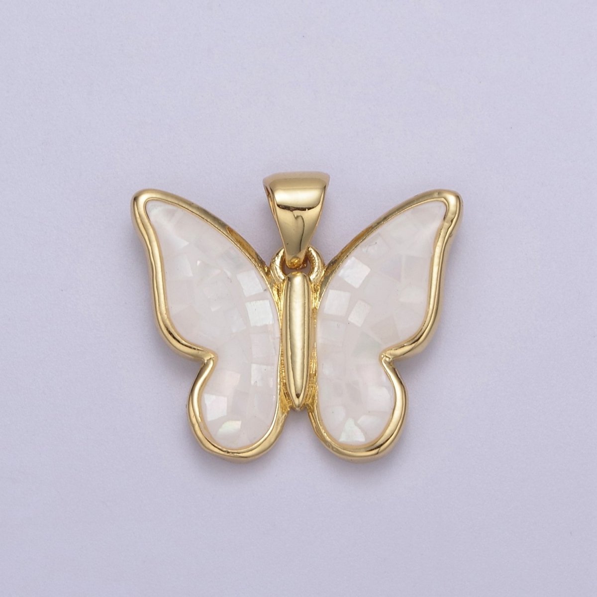 White / Pink / Blue / Green Opal Mariposa Butterfly Charm for Necklace, Dainty Butterfly Pendant for Jewelry Making Supply in Gold Filled H-583 H-589 H-596