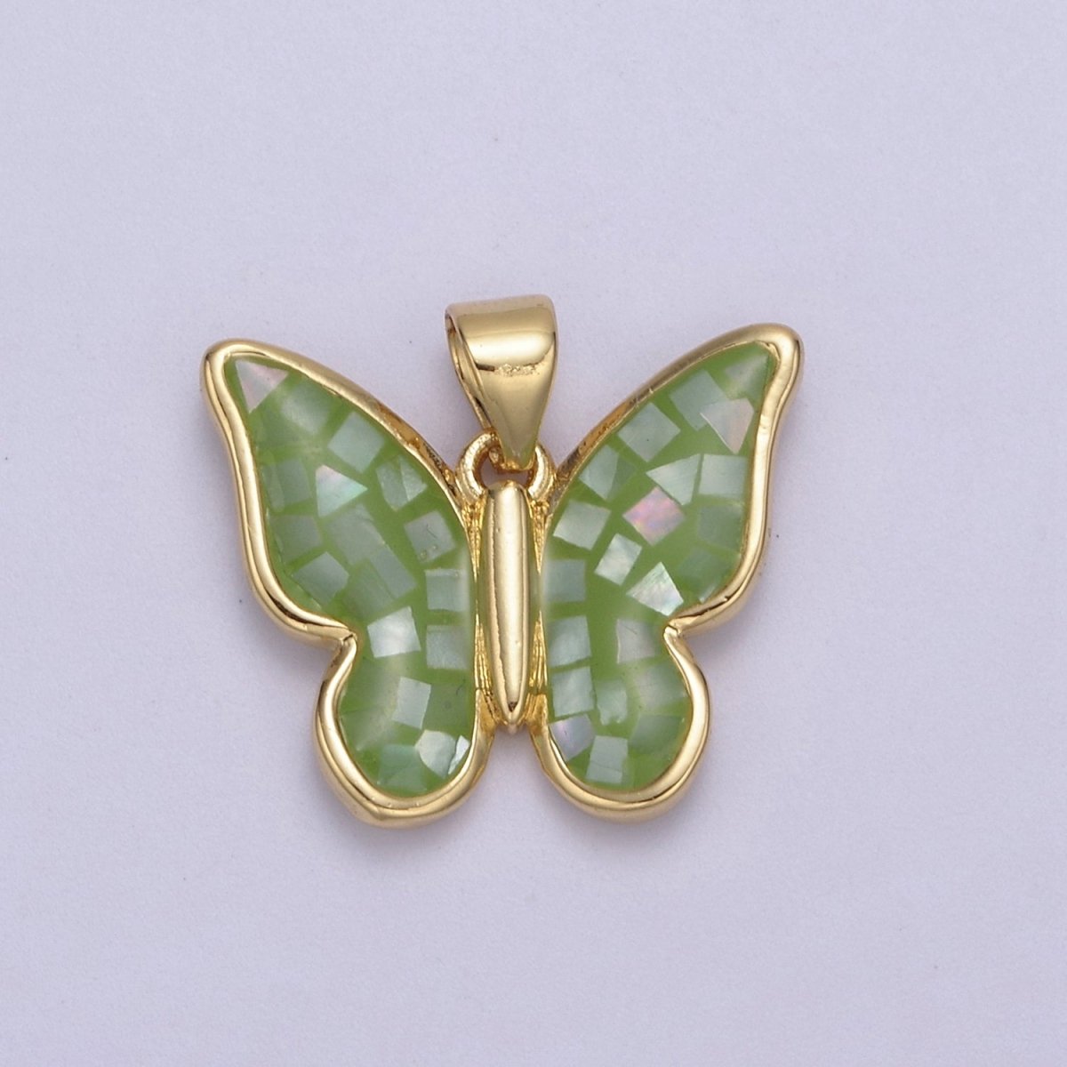 White / Pink / Blue / Green Opal Mariposa Butterfly Charm for Necklace, Dainty Butterfly Pendant for Jewelry Making Supply in Gold Filled H-583 H-589 H-596