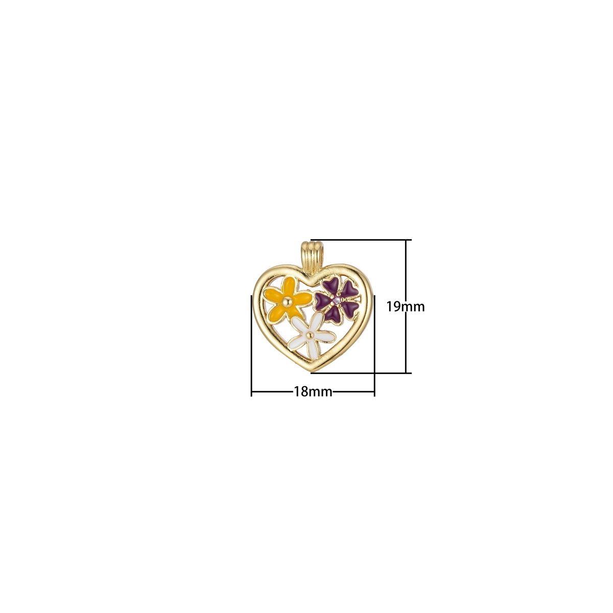 White Yellow Wine Flowers in Heart Gold Filled Pendants J-839 - DLUXCA