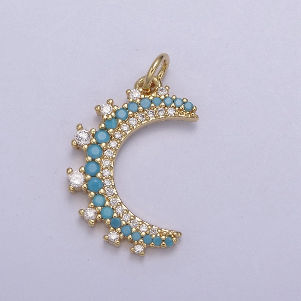 Wholesale 14k Gold Filled Crescent Moon Charm Micro Pave Half Moon Necklace Pendant CZ Moon Necklace Gold Celestial Jewelry N-783 - N-787