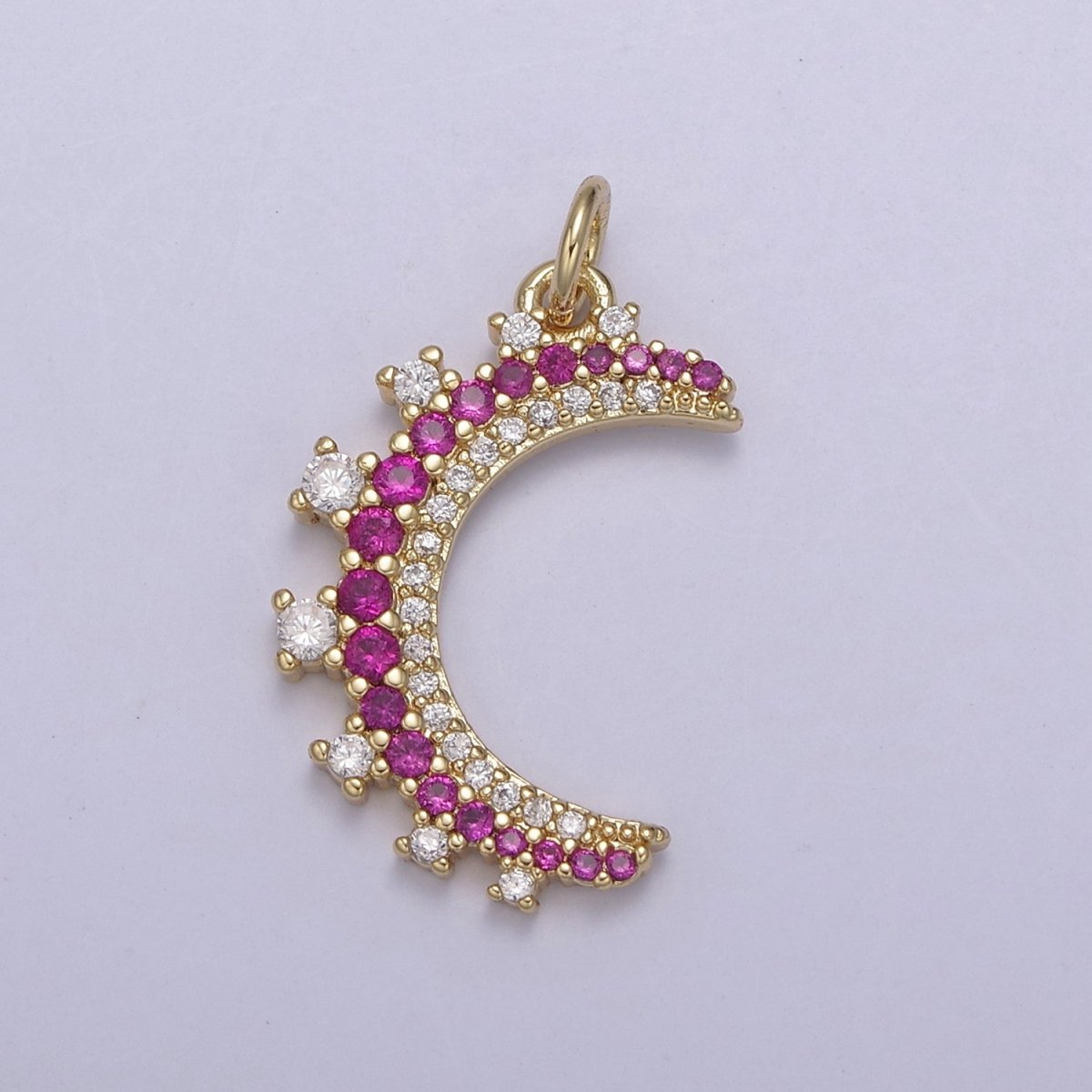 Wholesale 14k Gold Filled Crescent Moon Charm Micro Pave Half Moon Necklace Pendant CZ Moon Necklace Gold Celestial Jewelry N-783 - N-787