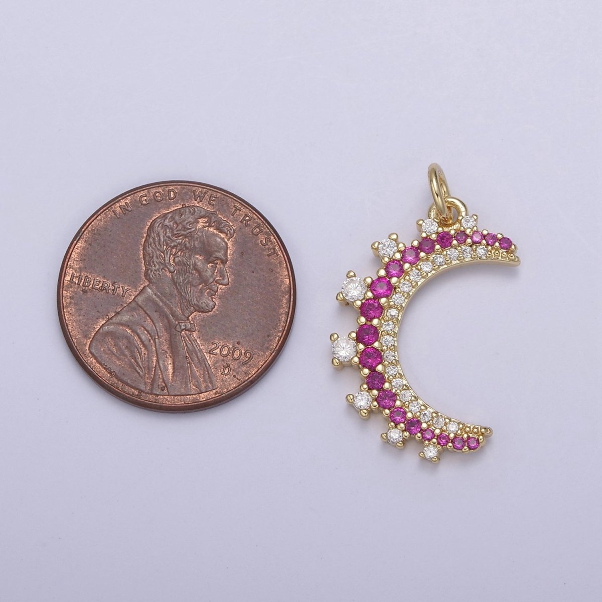 Wholesale 14k Gold Filled Crescent Moon Charm Micro Pave Half Moon Necklace Pendant CZ Moon Necklace Gold Celestial Jewelry N-783 - N-787