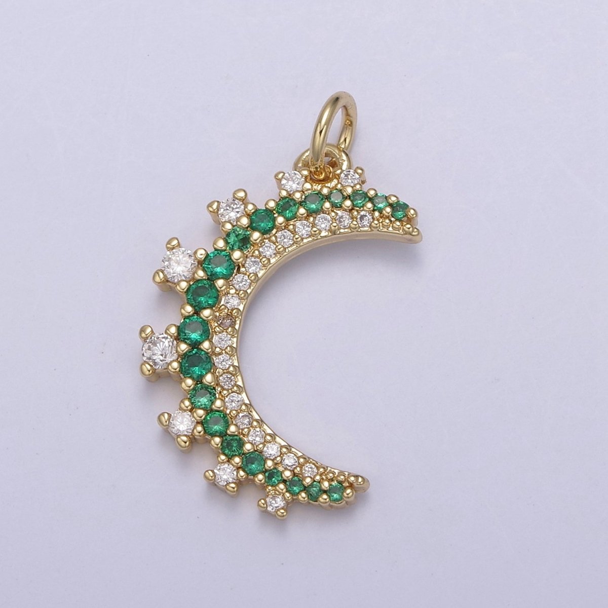 Wholesale 14k Gold Filled Crescent Moon Charm Micro Pave Half Moon Necklace Pendant CZ Moon Necklace Gold Celestial Jewelry N-783 - N-787