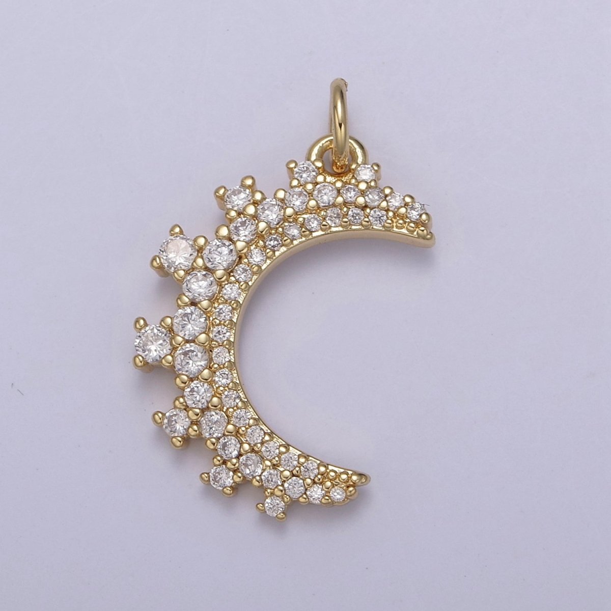 Wholesale 14k Gold Filled Crescent Moon Charm Micro Pave Half Moon Necklace Pendant CZ Moon Necklace Gold Celestial Jewelry N-783 - N-787