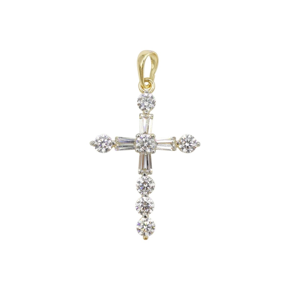 Wholesale 14K Gold Filled Cross Pendant with Cubic Zirconia Crystal Rhinestones, Christian Pendant for Necklace Jewelry Making H-628 H-883