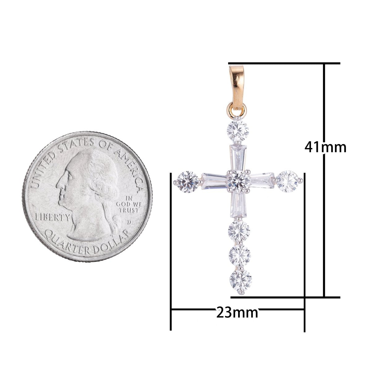 Wholesale 14K Gold Filled Cross Pendant with Cubic Zirconia Crystal Rhinestones, Christian Pendant for Necklace Jewelry Making H-628 H-883