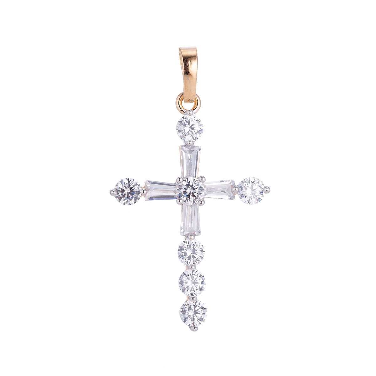 Wholesale 14K Gold Filled Cross Pendant with Cubic Zirconia Crystal Rhinestones, Christian Pendant for Necklace Jewelry Making H-628 H-883