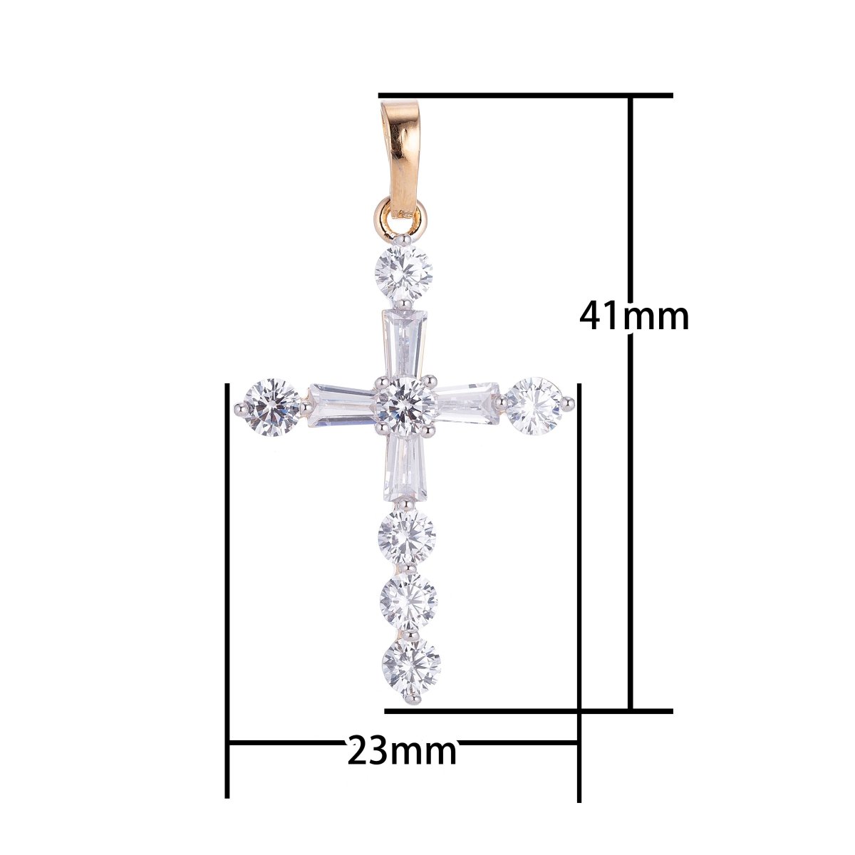 Wholesale 14K Gold Filled Cross Pendant with Cubic Zirconia Crystal Rhinestones, Christian Pendant for Necklace Jewelry Making H-628 H-883
