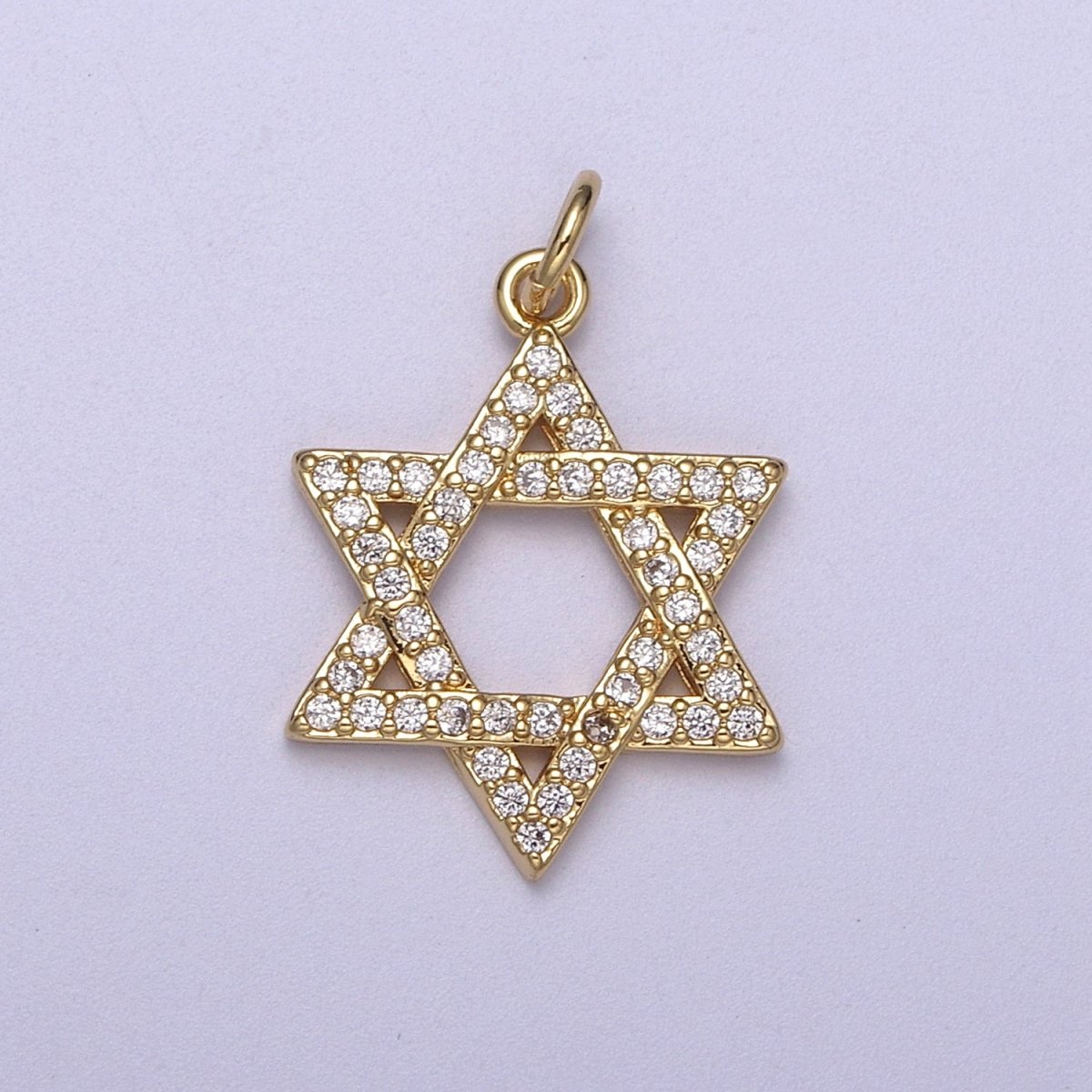 Wholesale Cubic Gold Star of David Charms, Cz Star Jewish Religious Pendant N-336 - DLUXCA
