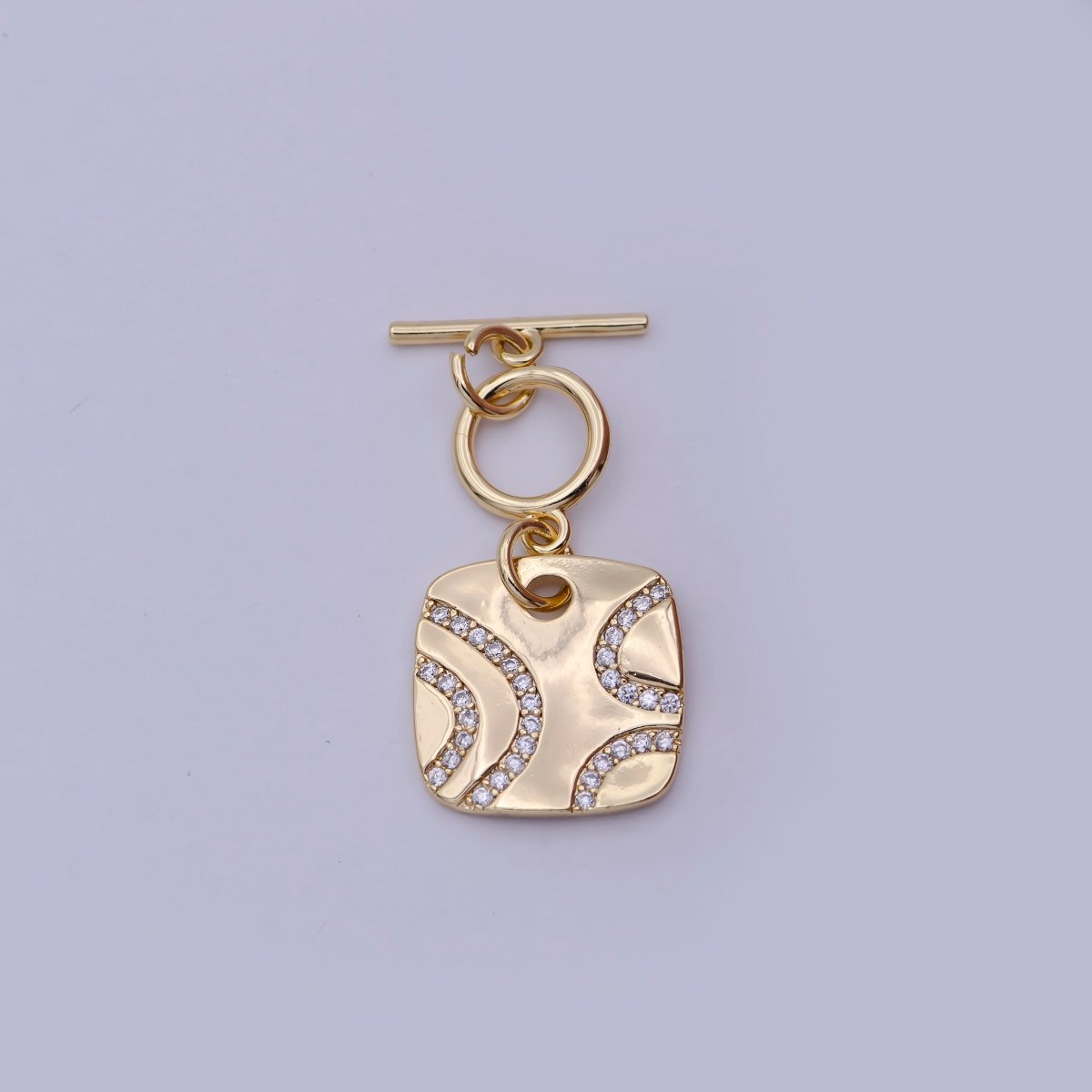 Wholesale CZ Gold Toggle Clasp OT Clasp Square Fancy Design Bulk Supply for Bracelet Necklace Component L-633 - DLUXCA