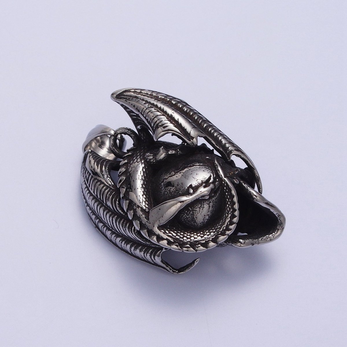 Winged Dragon on Skull Skeleton Stainless Steel Pendant in Gold & Silver | X-667 X-668