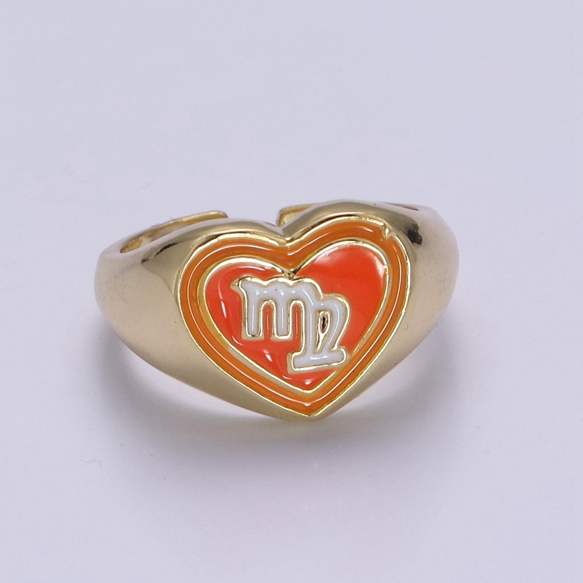 Y2K Signet Zodiac Ring Constellation Sign Enamel Gold Ring, Astrology Sign Horoscope Ring Birthday Personalized Fun Gift S-489-S-500