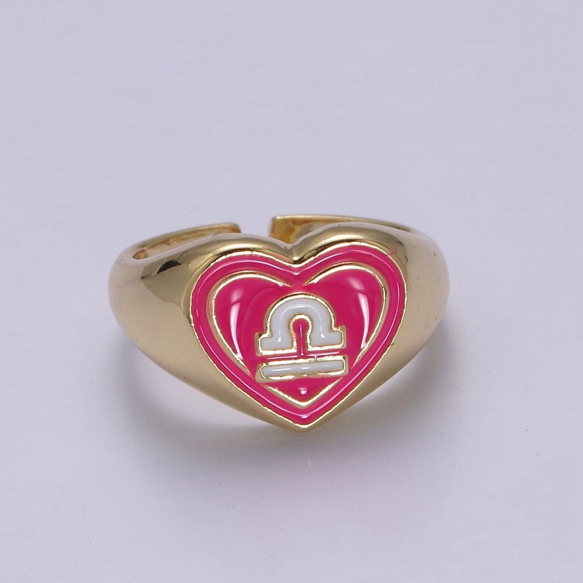 Y2K Signet Zodiac Ring Constellation Sign Enamel Gold Ring, Astrology Sign Horoscope Ring Birthday Personalized Fun Gift S-489-S-500