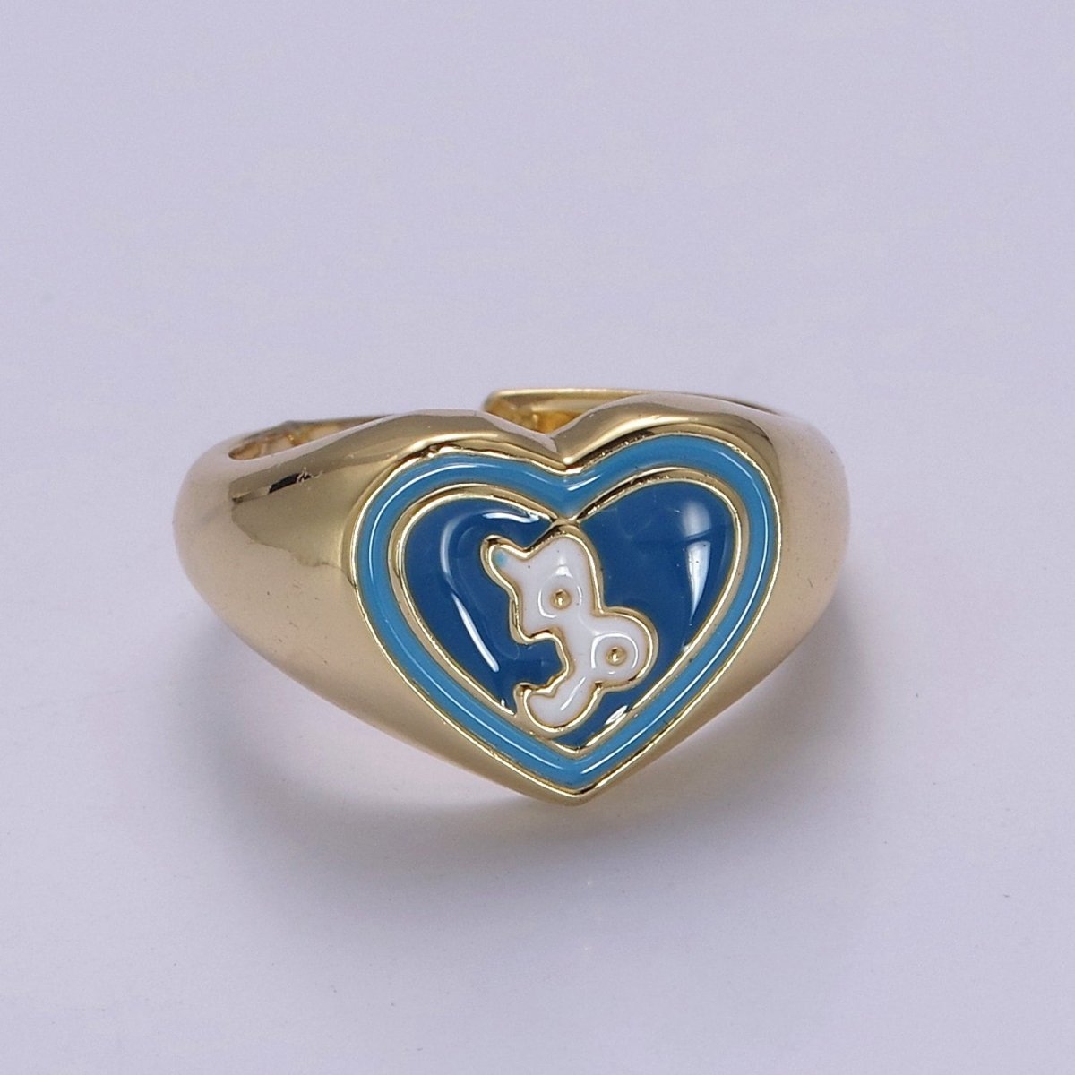 Y2K Signet Zodiac Ring Constellation Sign Enamel Gold Ring, Astrology Sign Horoscope Ring Birthday Personalized Fun Gift S-489-S-500