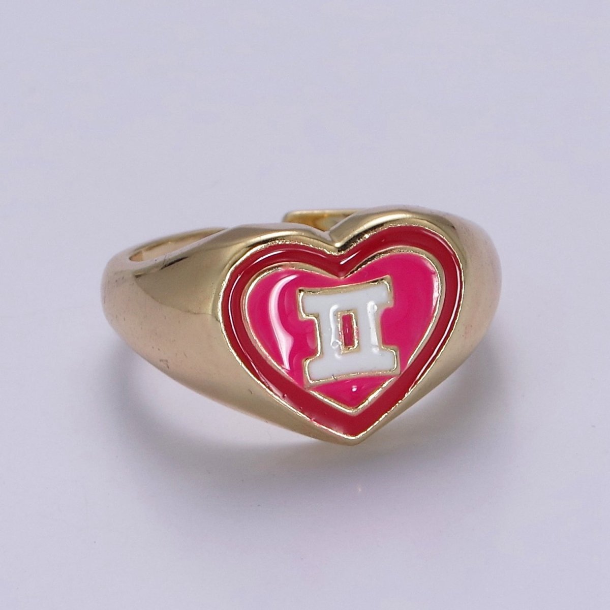 Y2K Signet Zodiac Ring Constellation Sign Enamel Gold Ring, Astrology Sign Horoscope Ring Birthday Personalized Fun Gift S-489-S-500