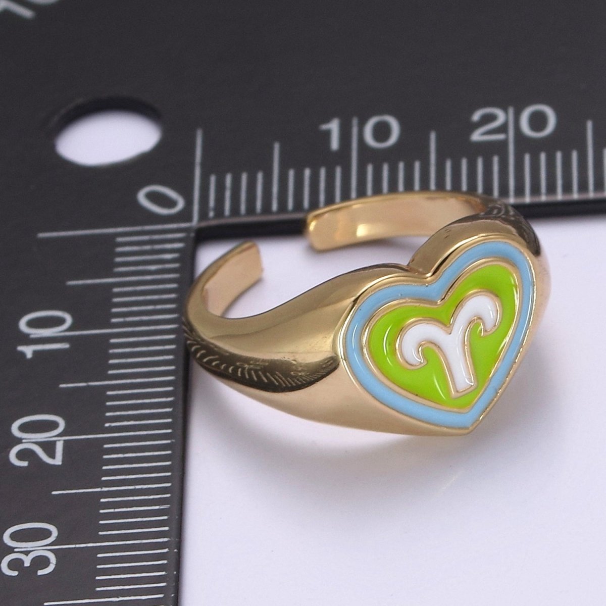Y2K Signet Zodiac Ring Constellation Sign Enamel Gold Ring, Astrology Sign Horoscope Ring Birthday Personalized Fun Gift S-489-S-500