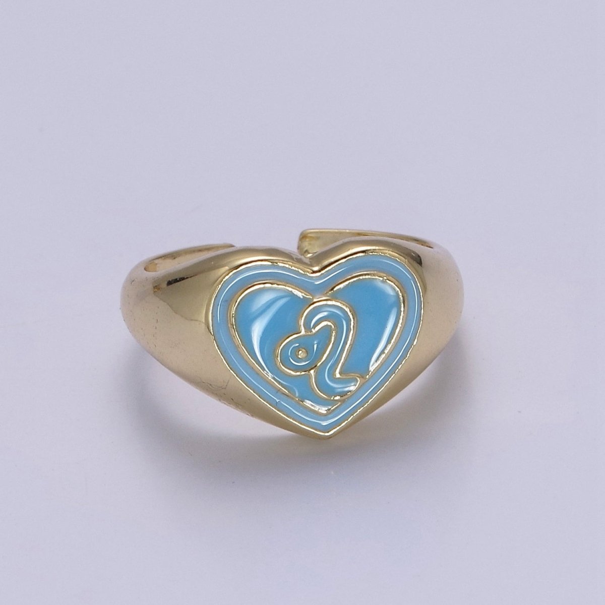 Y2K Signet Zodiac Ring Constellation Sign Enamel Gold Ring, Astrology Sign Horoscope Ring Birthday Personalized Fun Gift S-489-S-500