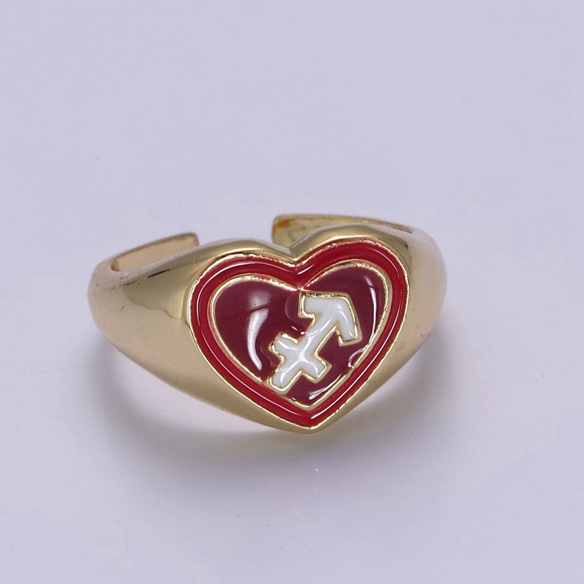Y2K Signet Zodiac Ring Constellation Sign Enamel Gold Ring, Astrology Sign Horoscope Ring Birthday Personalized Fun Gift S-489-S-500