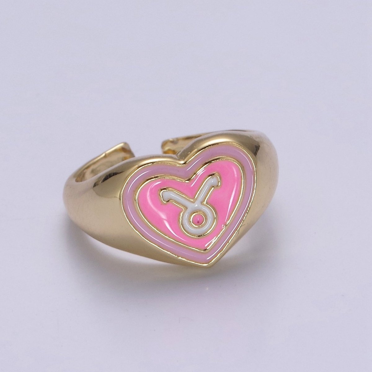 Y2K Signet Zodiac Ring Constellation Sign Enamel Gold Ring, Astrology Sign Horoscope Ring Birthday Personalized Fun Gift S-489-S-500