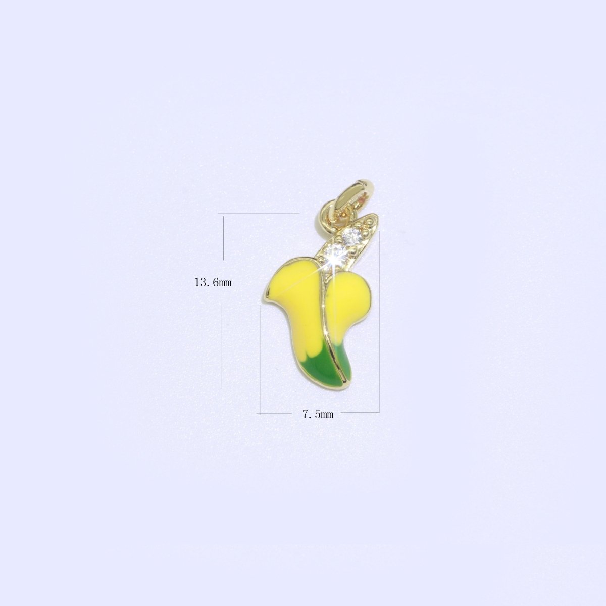 Yellow Banana Charm Enamel Fruit Micro Pave CZ Pendant Dainty Banana Pendant Charm Green Fruit Pendant for Bracelet Earring Necklace Supply M-437 - DLUXCA