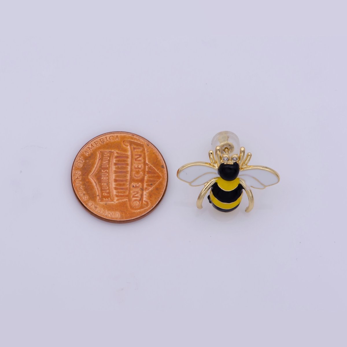 Yellow bee stud earring, cute dainty gold bee stud earring Everyday Wear for woman girl T-205