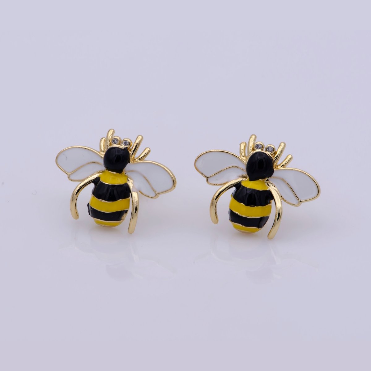 Yellow bee stud earring, cute dainty gold bee stud earring Everyday Wear for woman girl T-205