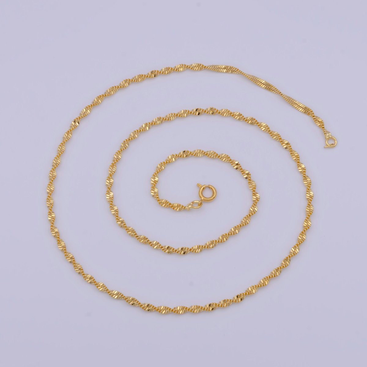 Yellow Gold Chain Necklace, Twist Singapore Chain Necklace Ready To Wear for Jewelry Making | WA-1129 WA-1122 Clearance Pricing