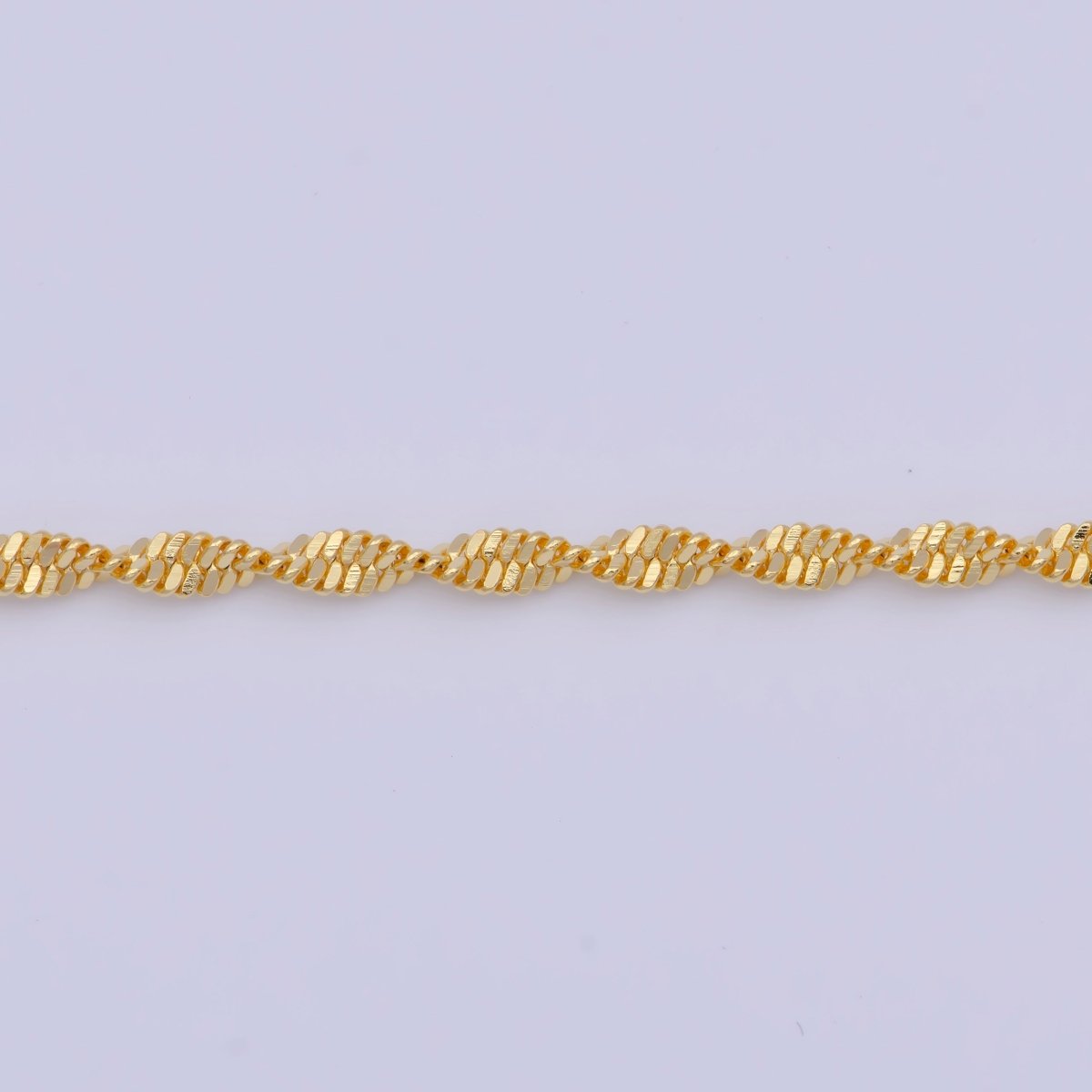 Yellow Gold Chain Necklace, Twist Singapore Chain Necklace Ready To Wear for Jewelry Making | WA-1129 WA-1122 Clearance Pricing