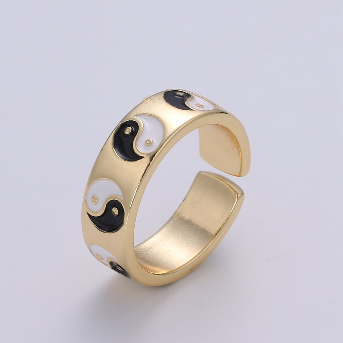 Yin Yang Ring, Dainty Enamel Ring, Adjustable Ring, Minimalist YinYang Ring, Minimalist Ring, Gold Open Ring, Dainty Pastel Ring Jewelry R-485 ~ R-487 O-431 ~ O-434