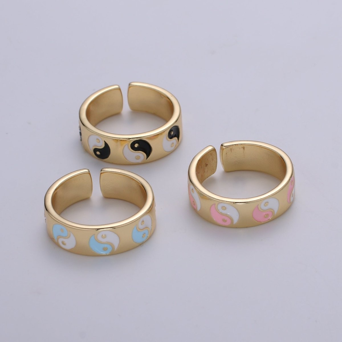 Yin Yang Ring, Dainty Enamel Ring, Adjustable Ring, Minimalist YinYang Ring, Minimalist Ring, Gold Open Ring, Dainty Pastel Ring Jewelry R-485 ~ R-487 O-431 ~ O-434