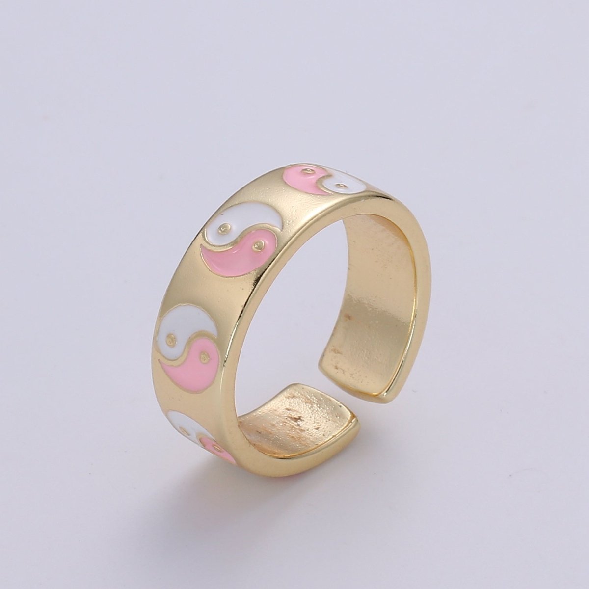 Yin Yang Ring, Dainty Enamel Ring, Adjustable Ring, Minimalist YinYang Ring, Minimalist Ring, Gold Open Ring, Dainty Pastel Ring Jewelry R-485 ~ R-487 O-431 ~ O-434