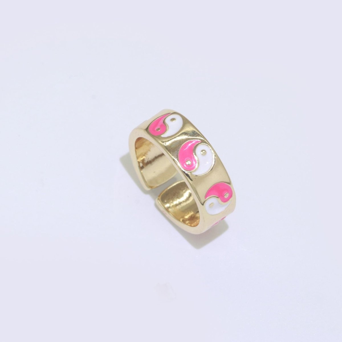 Yin Yang Ring, Dainty Enamel Ring, Adjustable Ring, Minimalist YinYang Ring, Minimalist Ring, Gold Open Ring, Dainty Pastel Ring Jewelry R-485 ~ R-487 O-431 ~ O-434