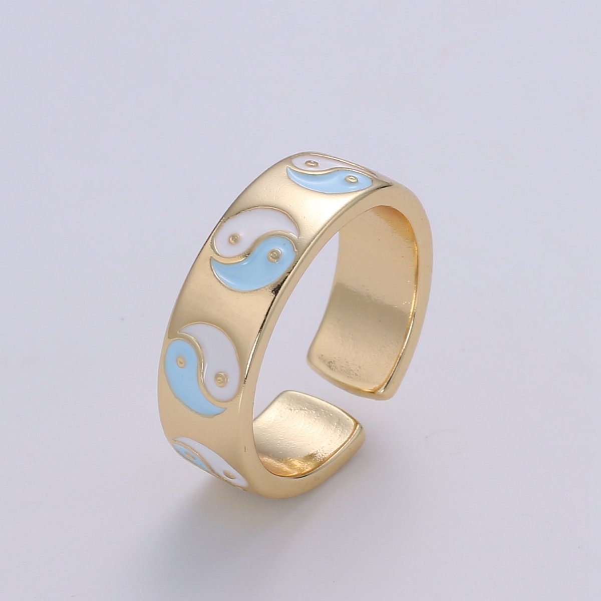 Yin Yang Ring, Dainty Enamel Ring, Adjustable Ring, Minimalist YinYang Ring, Minimalist Ring, Gold Open Ring, Dainty Pastel Ring Jewelry R-485 ~ R-487 O-431 ~ O-434