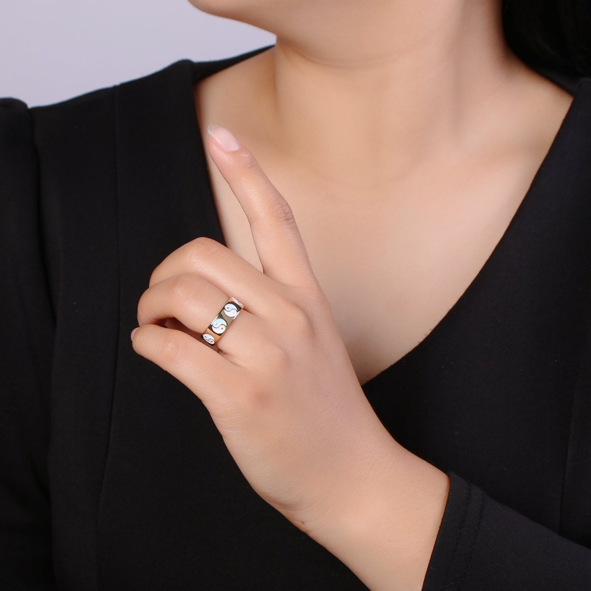 Yin Yang Ring, Dainty Enamel Ring, Adjustable Ring, Minimalist YinYang Ring, Minimalist Ring, Gold Open Ring, Dainty Pastel Ring Jewelry R-485 ~ R-487 O-431 ~ O-434